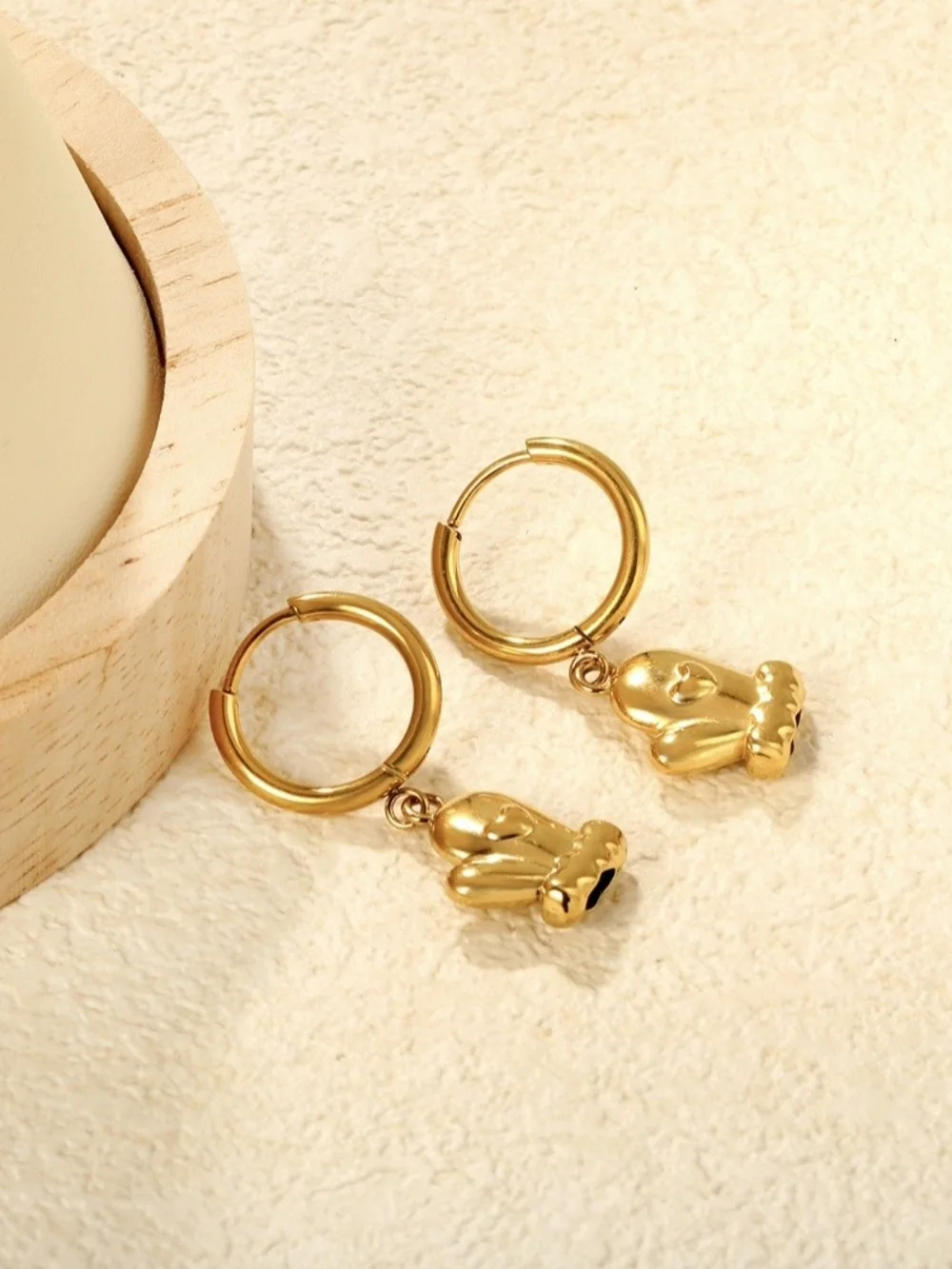 Gold Mitten Charm Hoop Earrings - Women's Jewelry